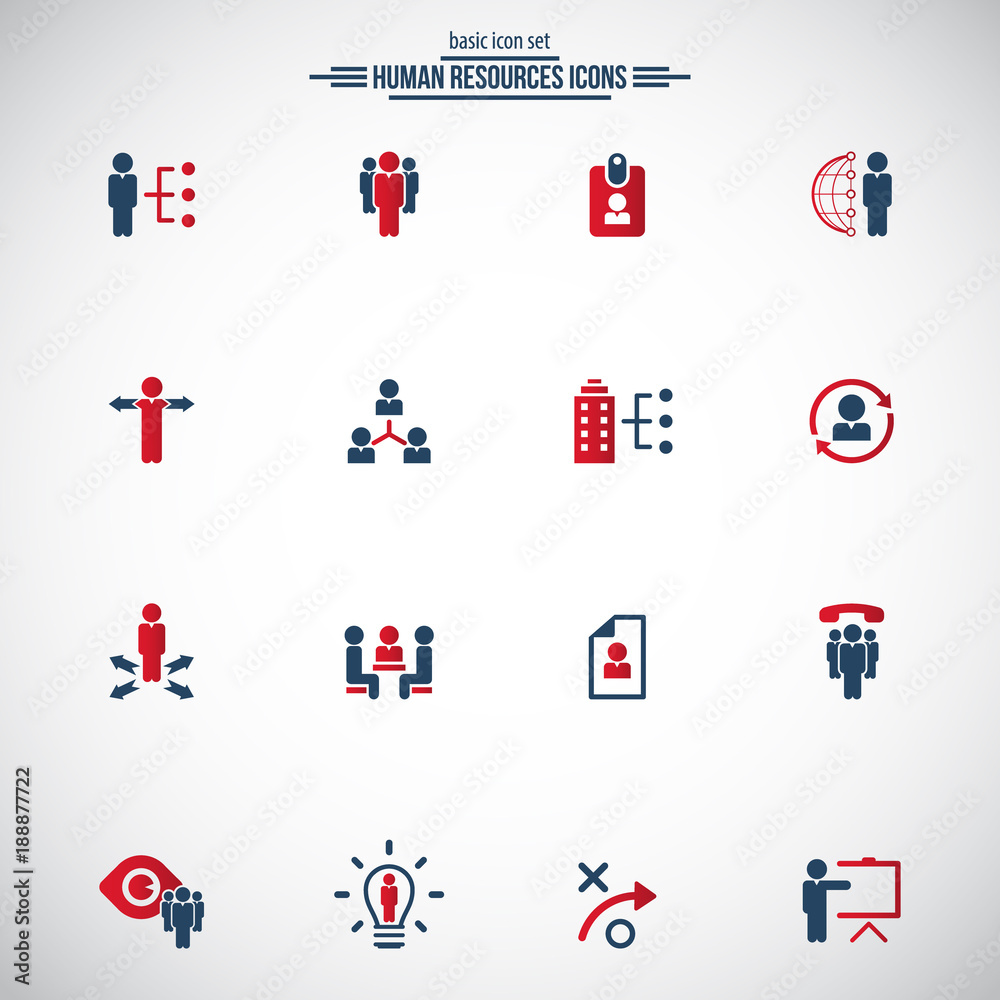 HR icons. Human resorces icon set . Business management universal set for web and mobile.
