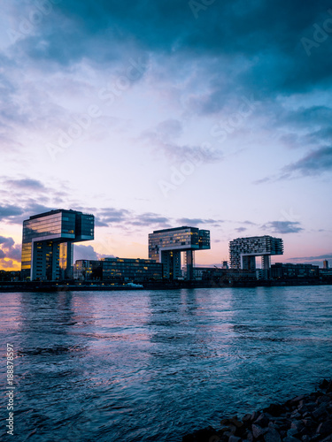 Iconic Crane Houses in Cologne, Germany.