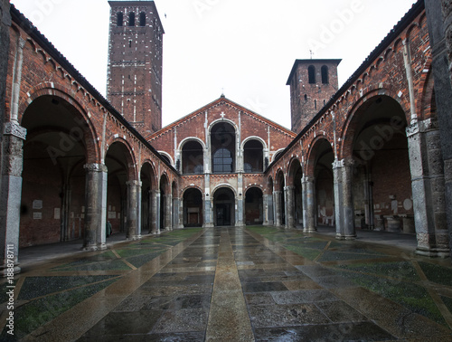 beautiful basilica of Milan, Italy,one of the oldest churches in the city photo