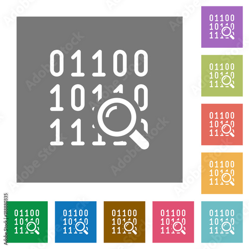 Code analysis square flat icons
