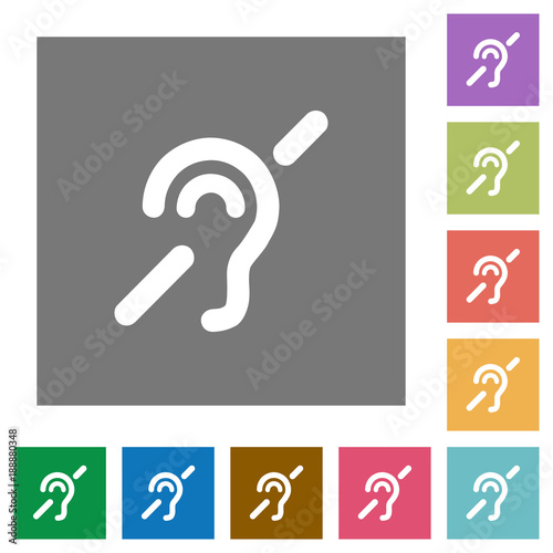 Hearing impaired square flat icons