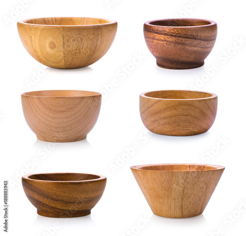 Принти на полотні wood bowl on white background