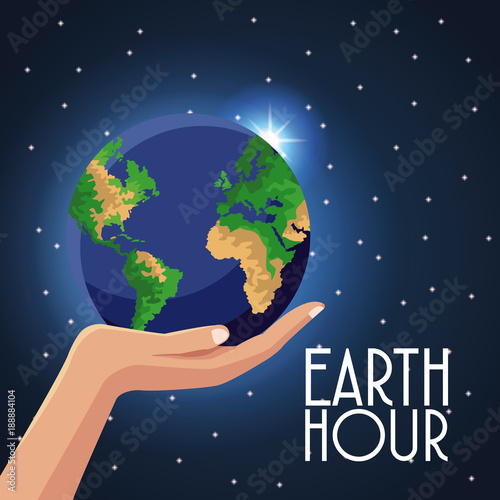 Earth hour design icon vector illustration graphic