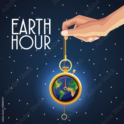 Earth hour design icon vector illustration graphic