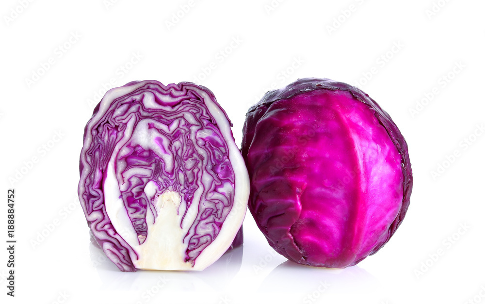Purple cabbage on a white background