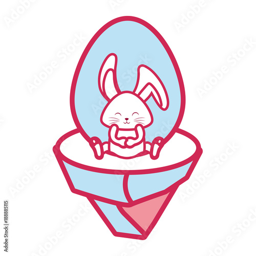 cute rabbit with easter egg icon