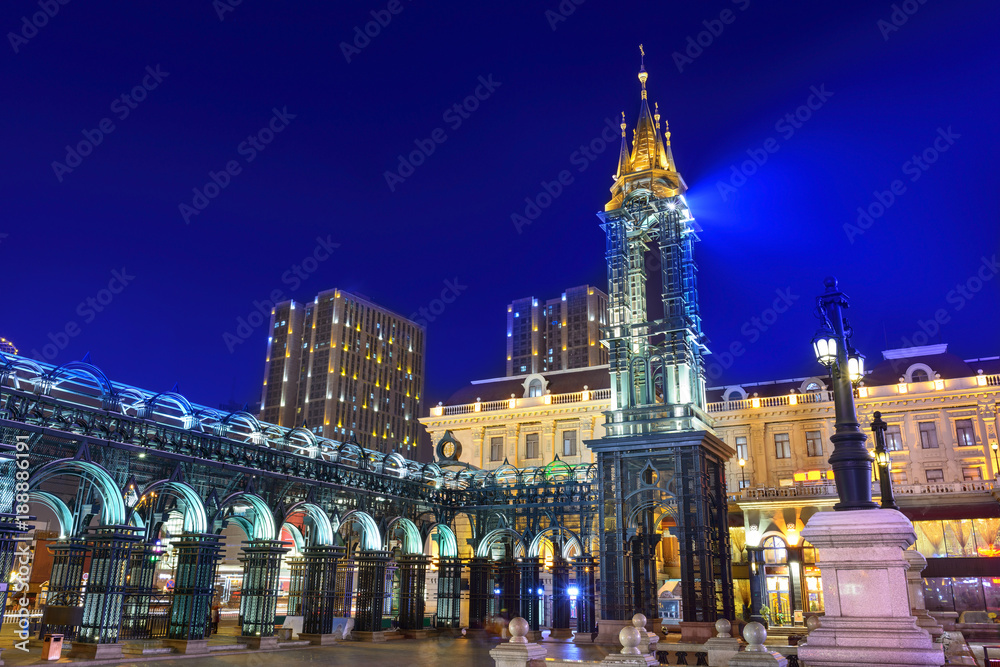 Saint Sophia Square at night, located in Harbin, Heilongjiang, China. Saint Sophia Square at night, located in Harbin, Heilongjiang, China.