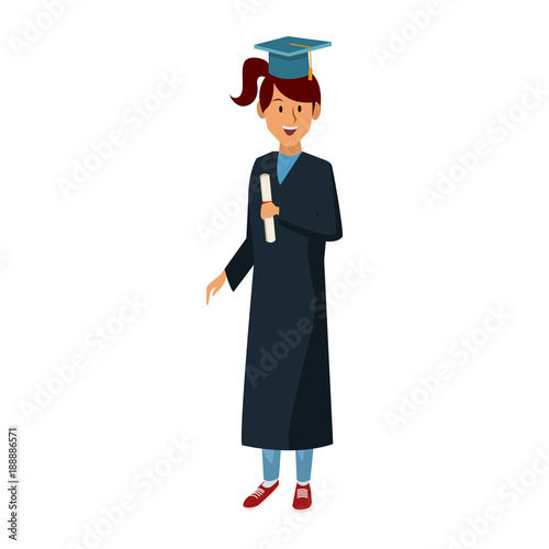 Student woman with graduation gown icon vector illustration graphic design