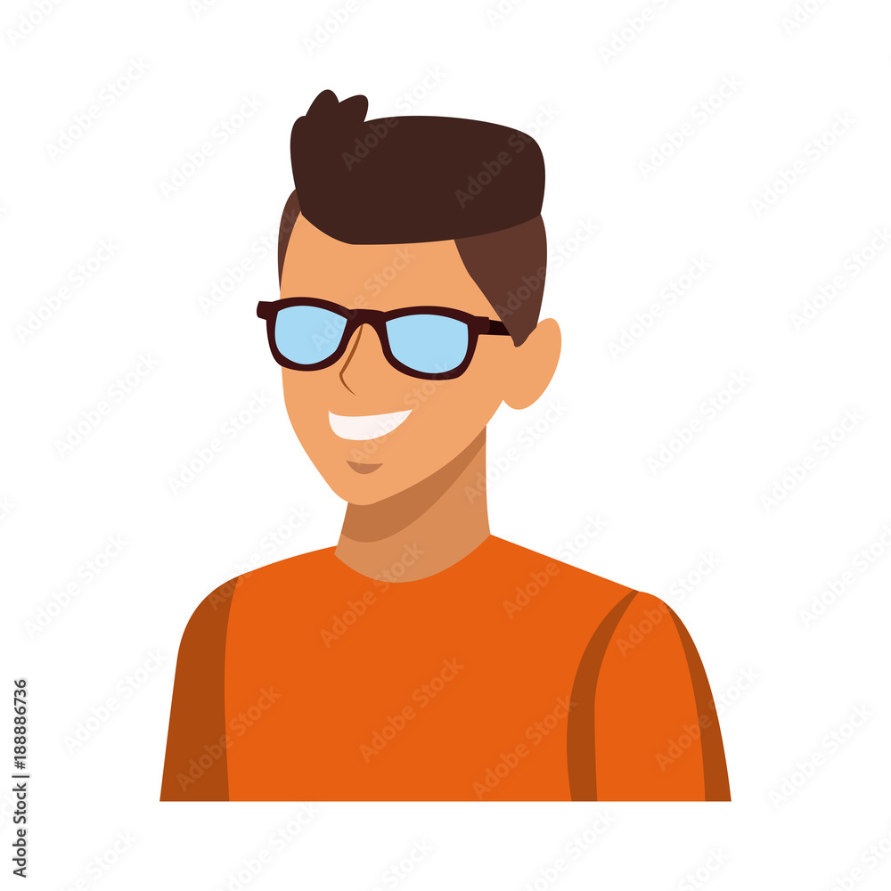 Young man with sunglasses cartoon icon vector illustration graphic design