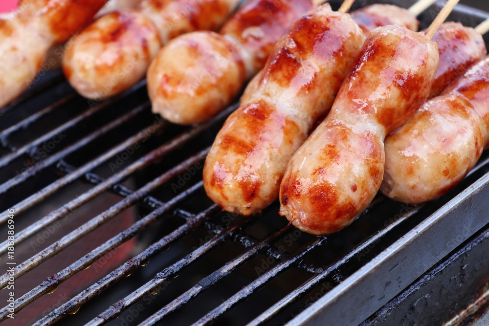 BBQ sausages at street food BBQ sausages at street food