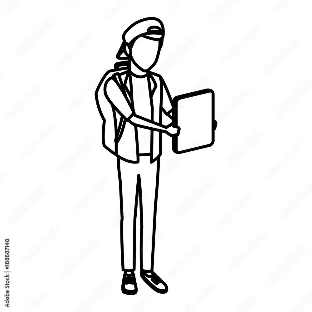 Young man student cartoon icon vector illustration graphic design