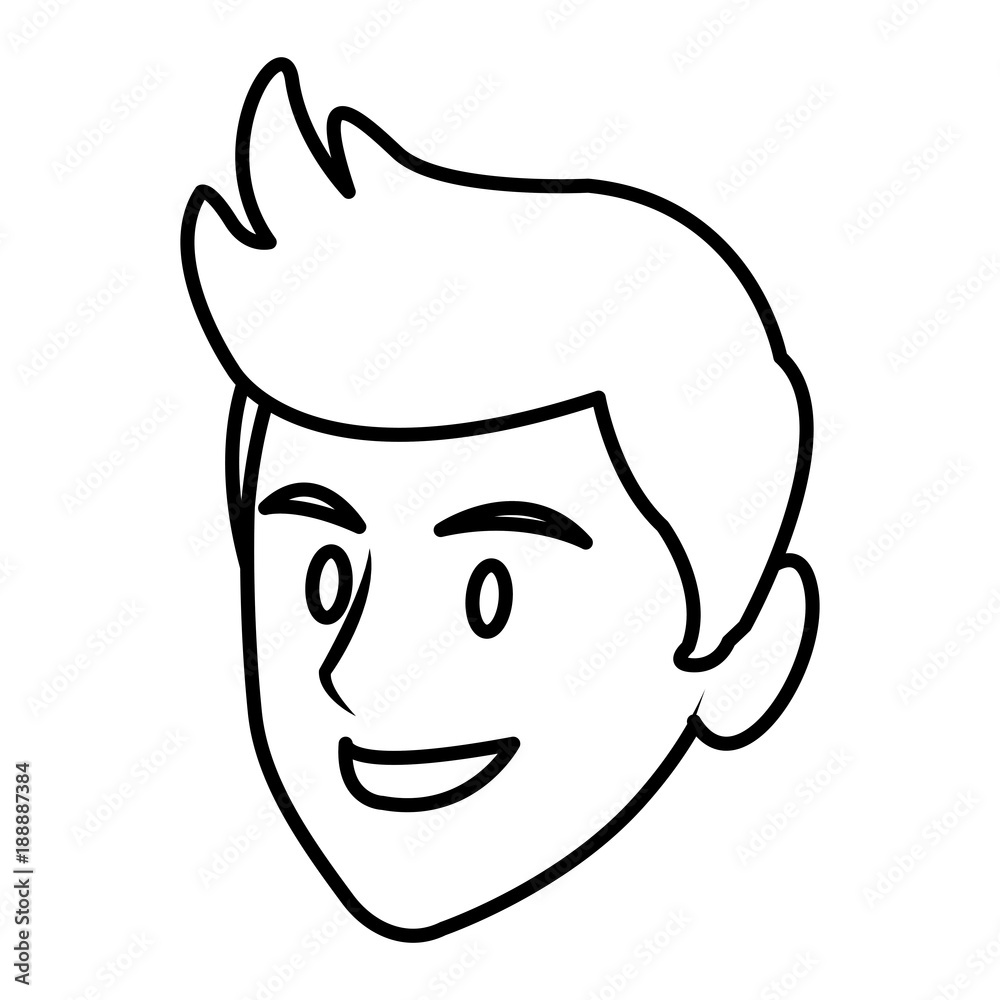 Young man face cartoon icon vector illustration graphic design