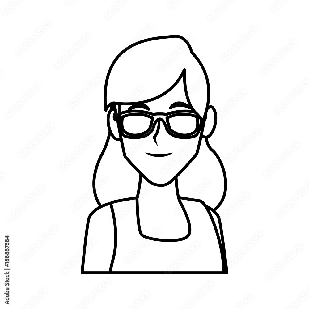 Young woman with sunglasses icon vector illustration graphic design Young woman with sunglasses icon vector illustration graphic design