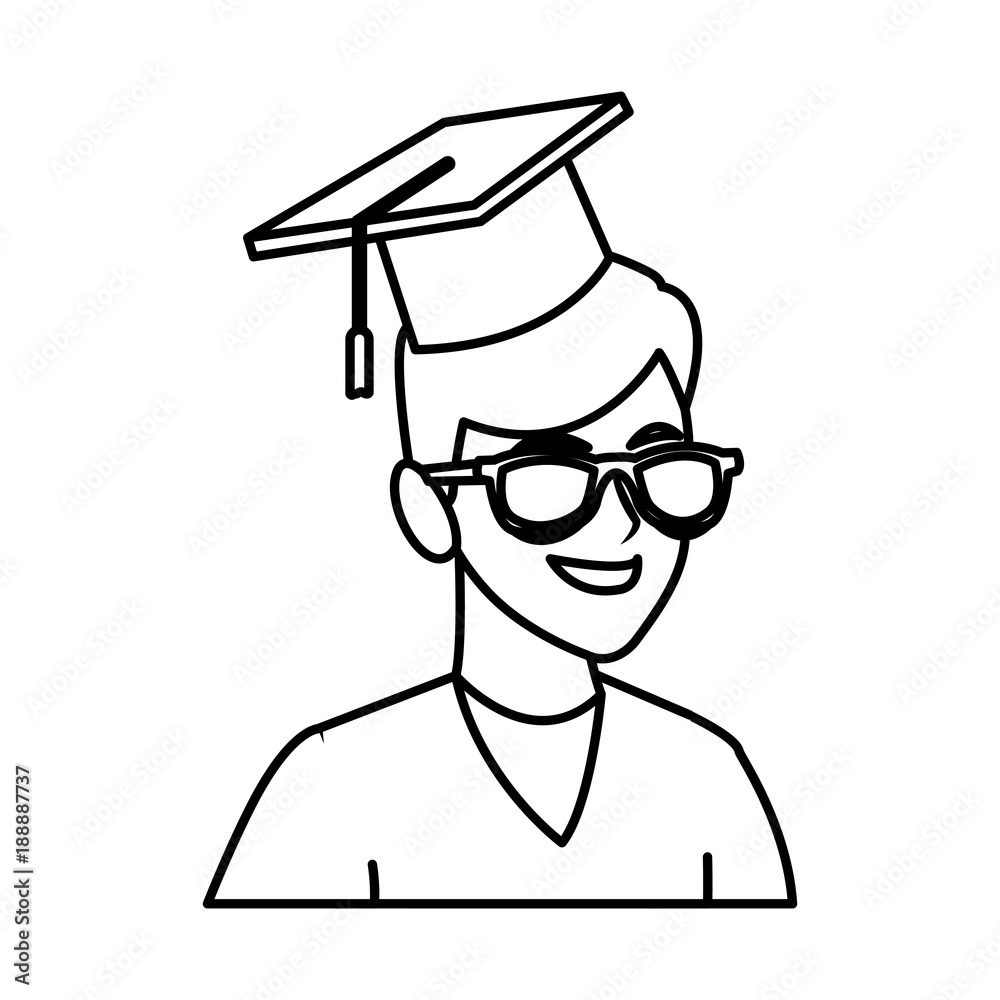 Student man with graduation hat icon vector illustration graphic design Student man with graduation hat icon vector illustration graphic design