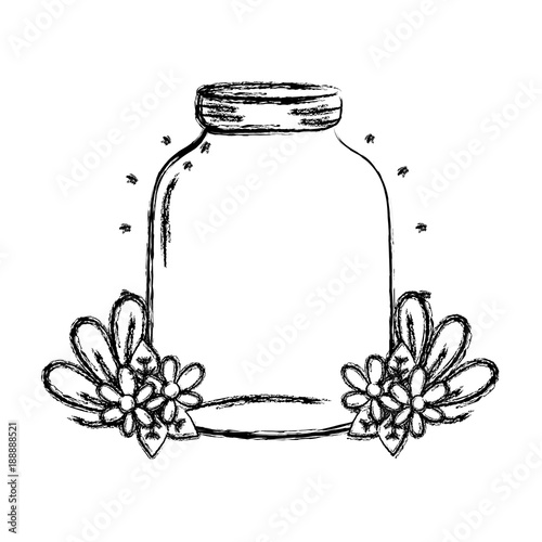 grunge middle mason glass with flowers and leaves