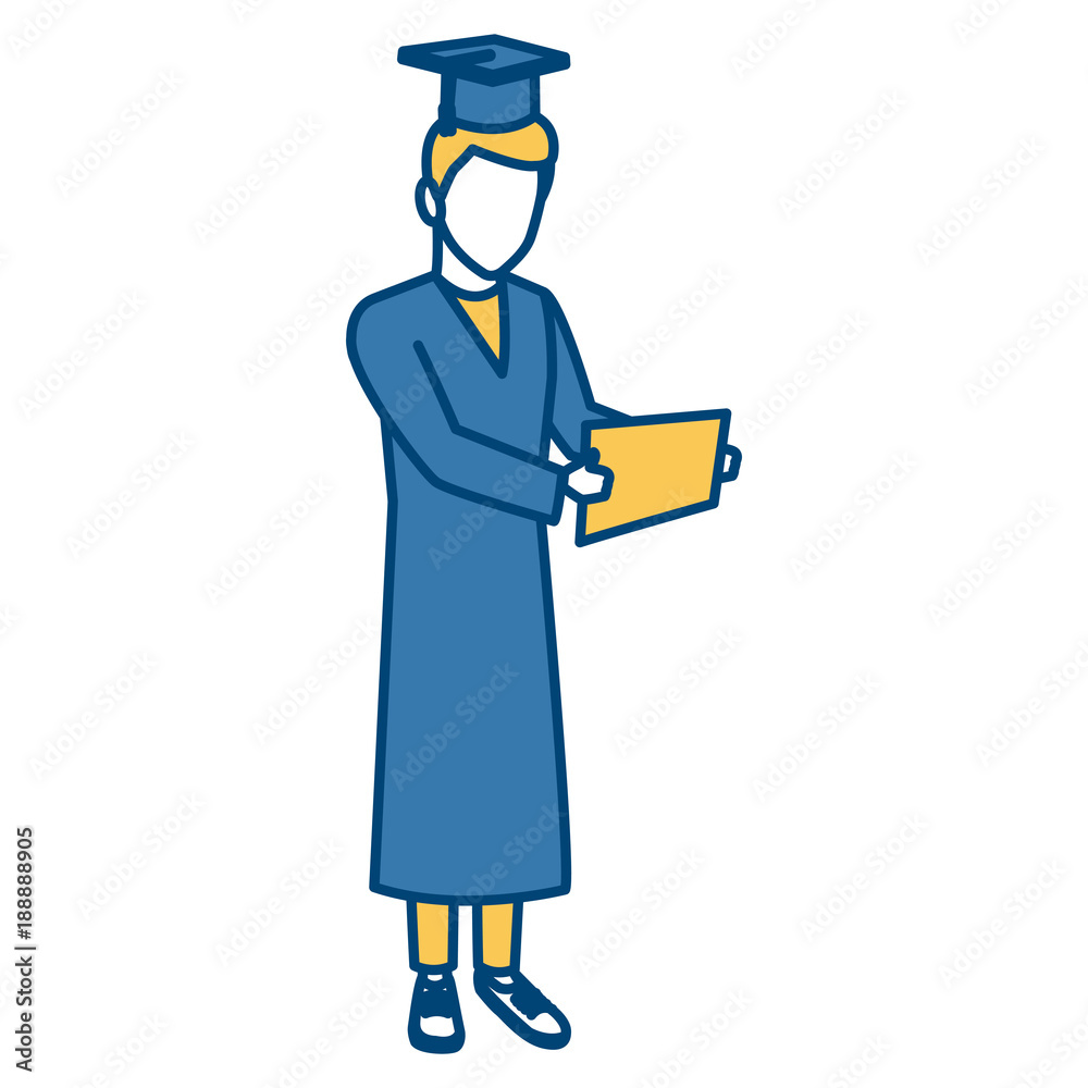Young man student with graduation gown icon vector illustration graphic design Young man student with graduation gown icon vector illustration graphic design