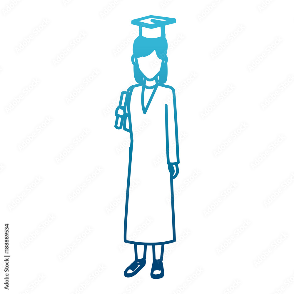 Student woman with graduation gown icon vector illustration graphic design Student woman with graduation gown icon vector illustration graphic design