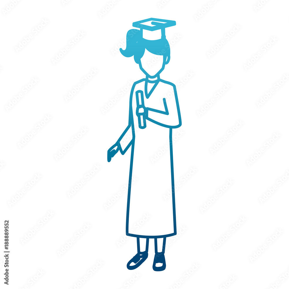 Student woman with graduation gown icon vector illustration graphic design Student woman with graduation gown icon vector illustration graphic design