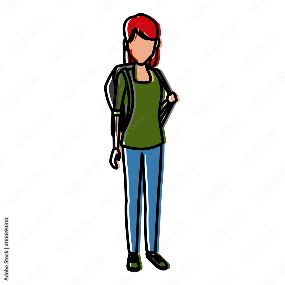 Young woman student cartoon icon vector illustration graphic design Young woman student cartoon icon vector illustration graphic design