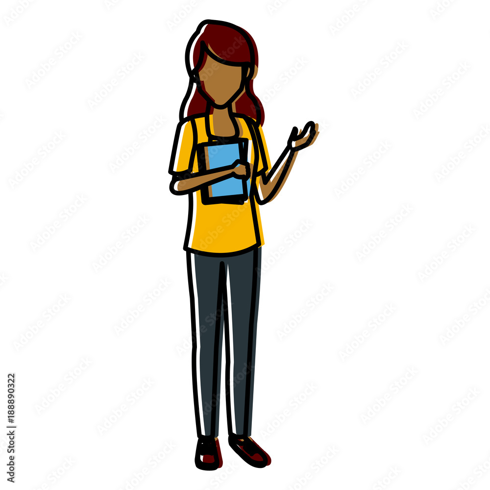 Young woman student cartoon icon vector illustration graphic design Young woman student cartoon icon vector illustration graphic design