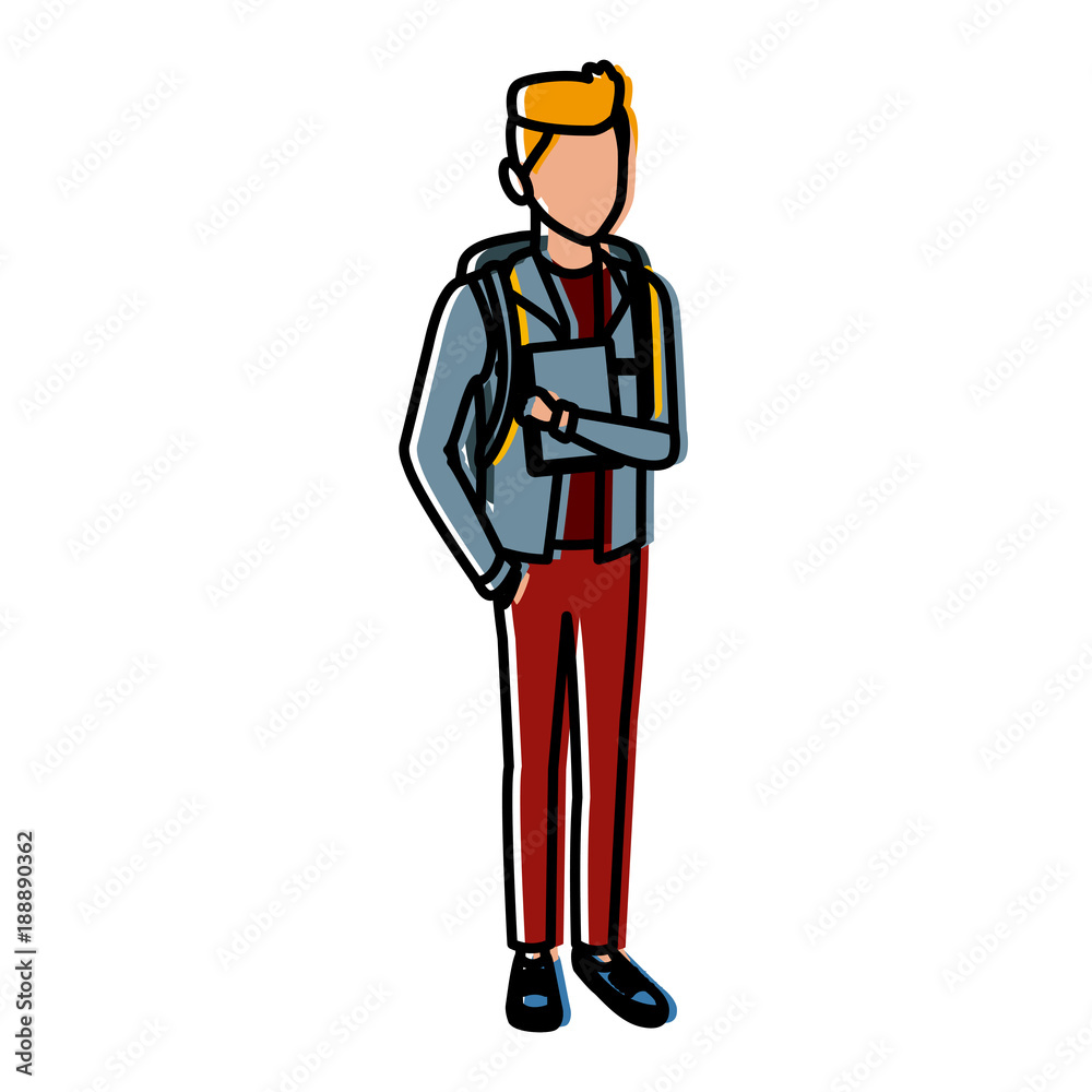 Young man student cartoon icon vector illustration graphic design Young man student cartoon icon vector illustration graphic design