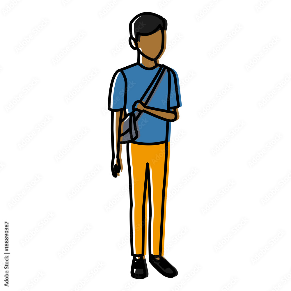 Young man student cartoon icon vector illustration graphic design