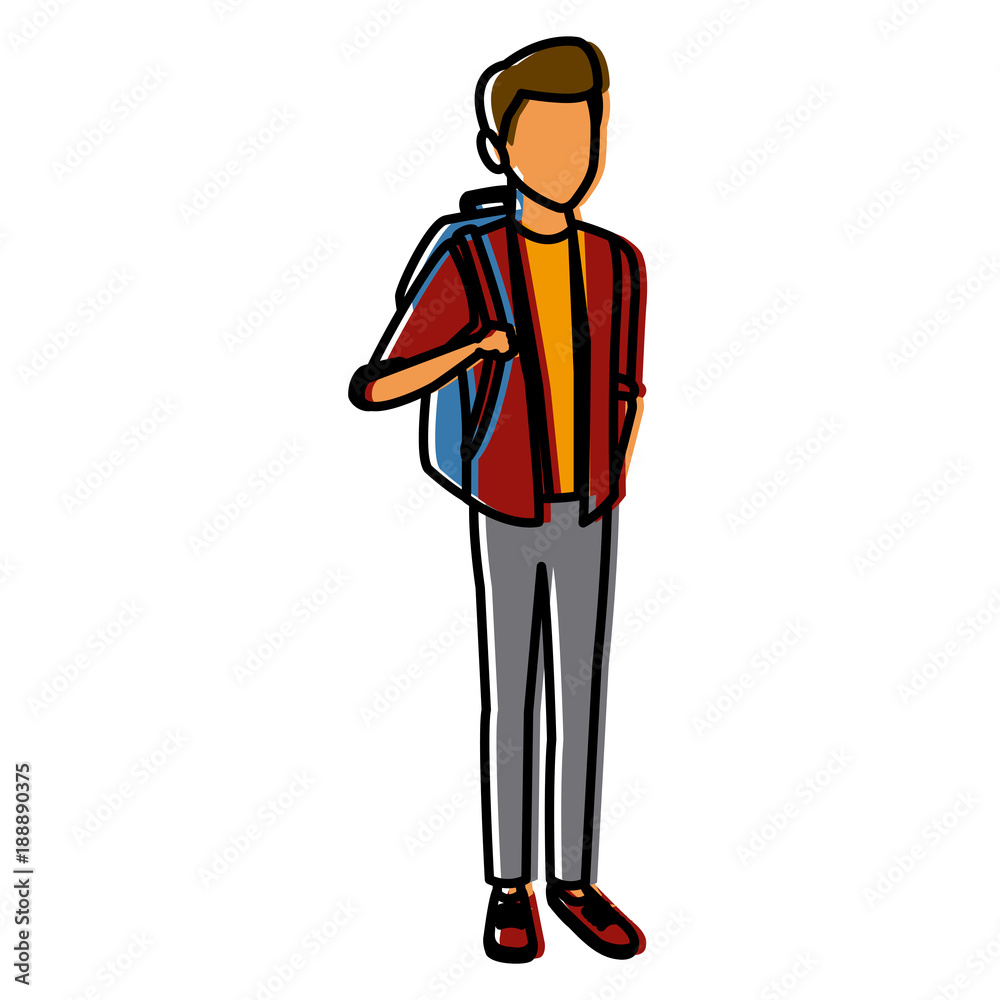 Young man student cartoon icon vector illustration graphic design Young man student cartoon icon vector illustration graphic design