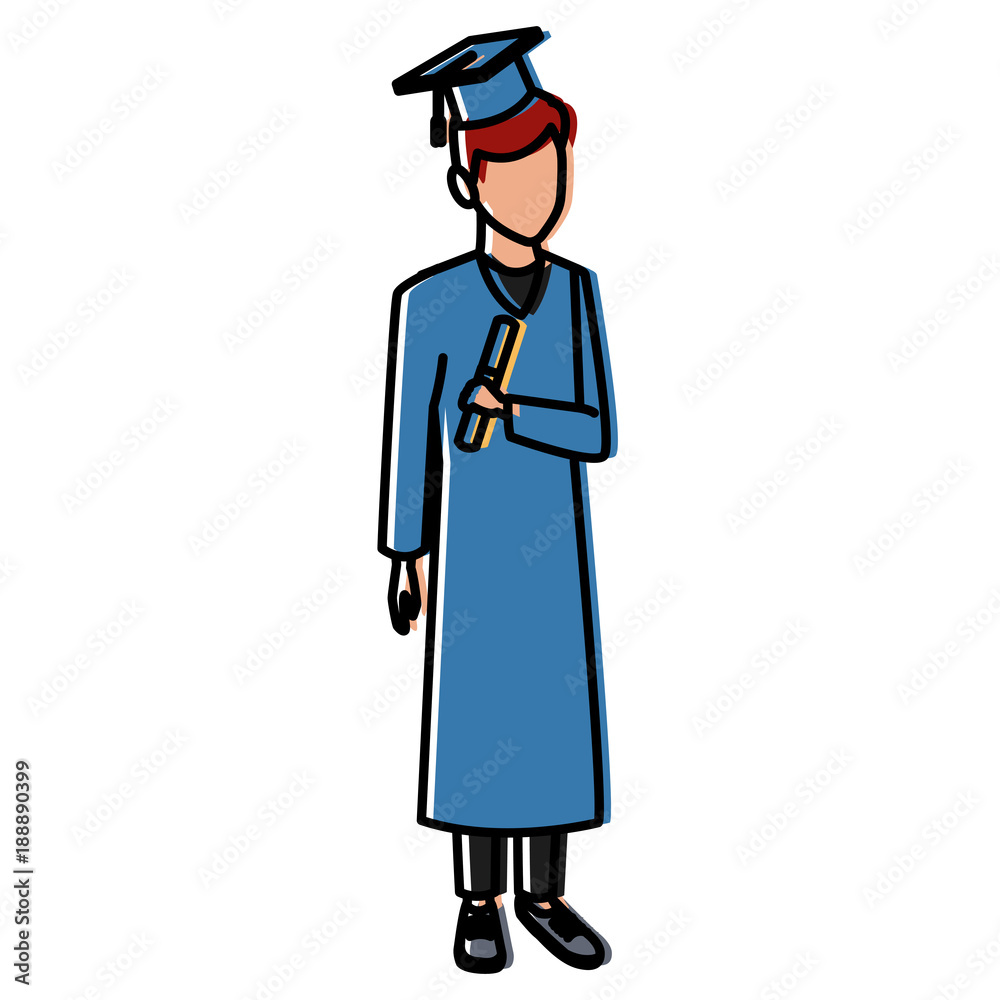 Young man student with graduation gown icon vector illustration graphic design Young man student with graduation gown icon vector illustration graphic design