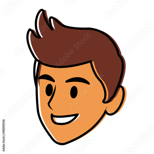 Young man face cartoon icon vector illustration graphic design