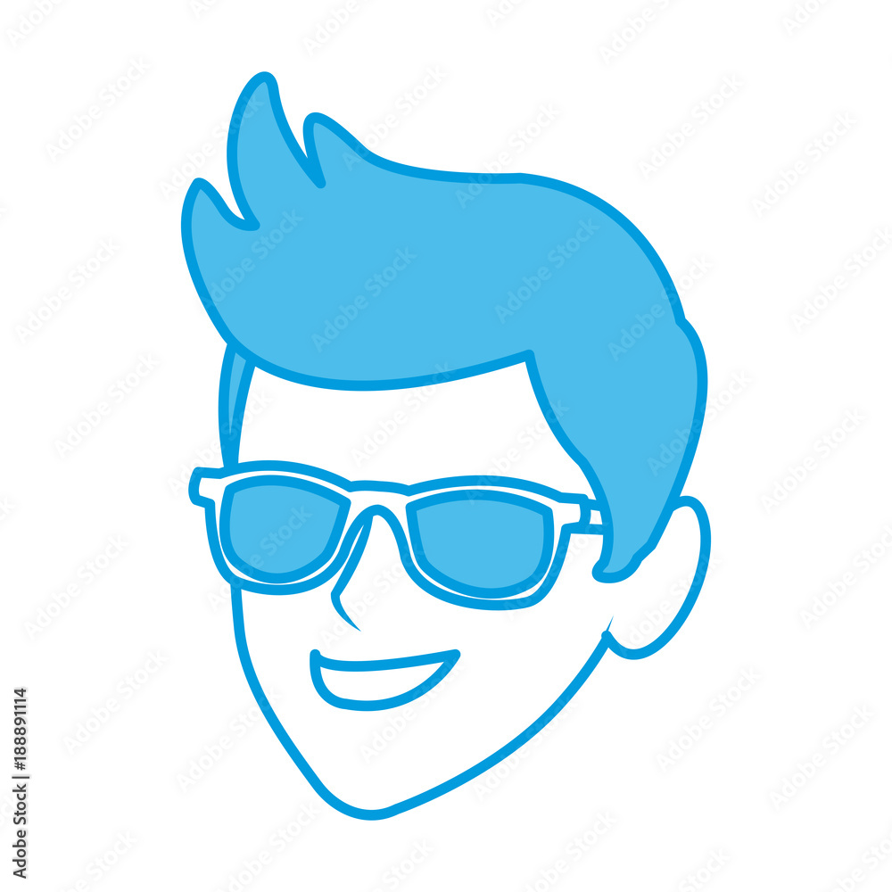 Young man with sunglasses cartoon icon vector illustration graphic design Young man with sunglasses cartoon icon vector illustration graphic design