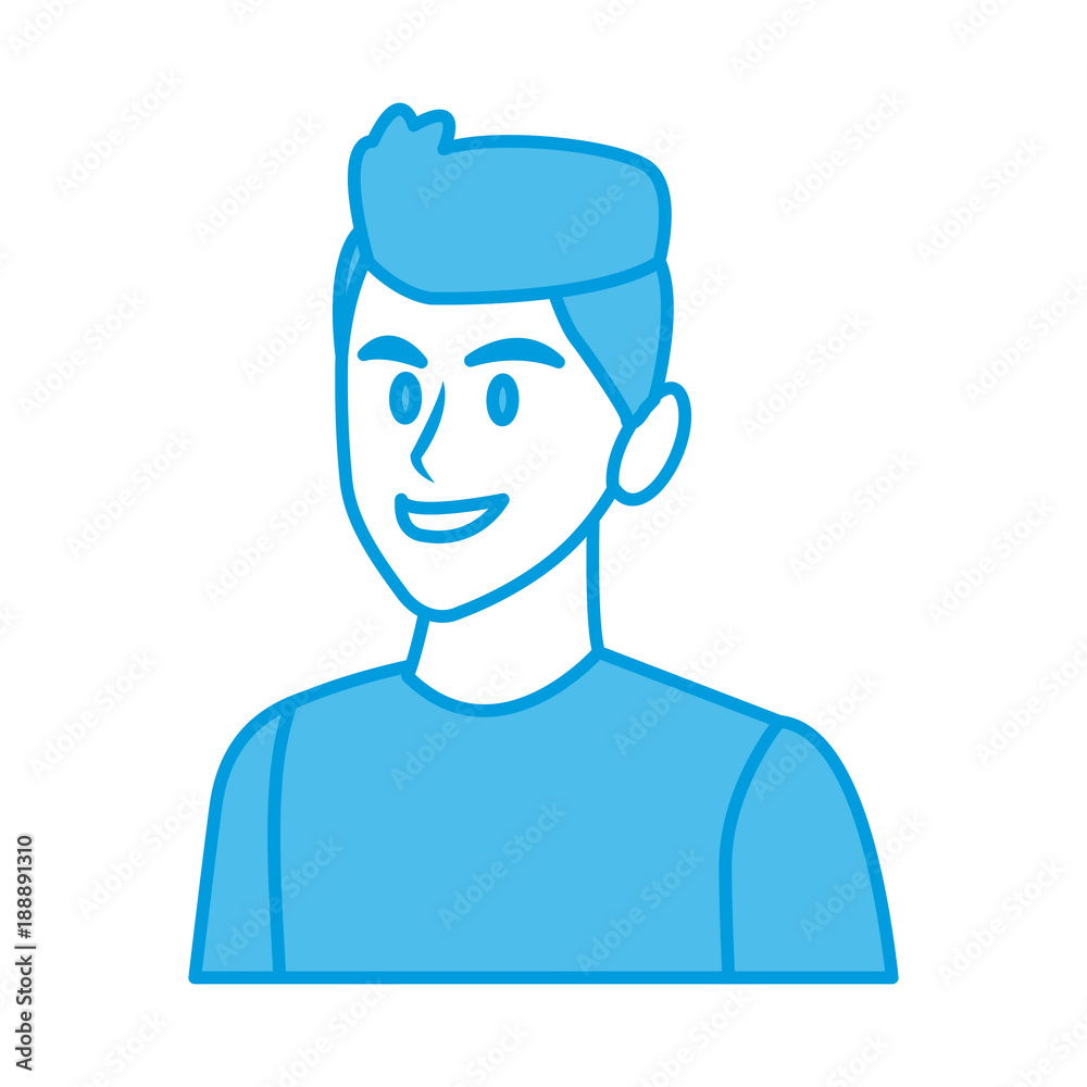 Young man face cartoon icon vector illustration graphic design