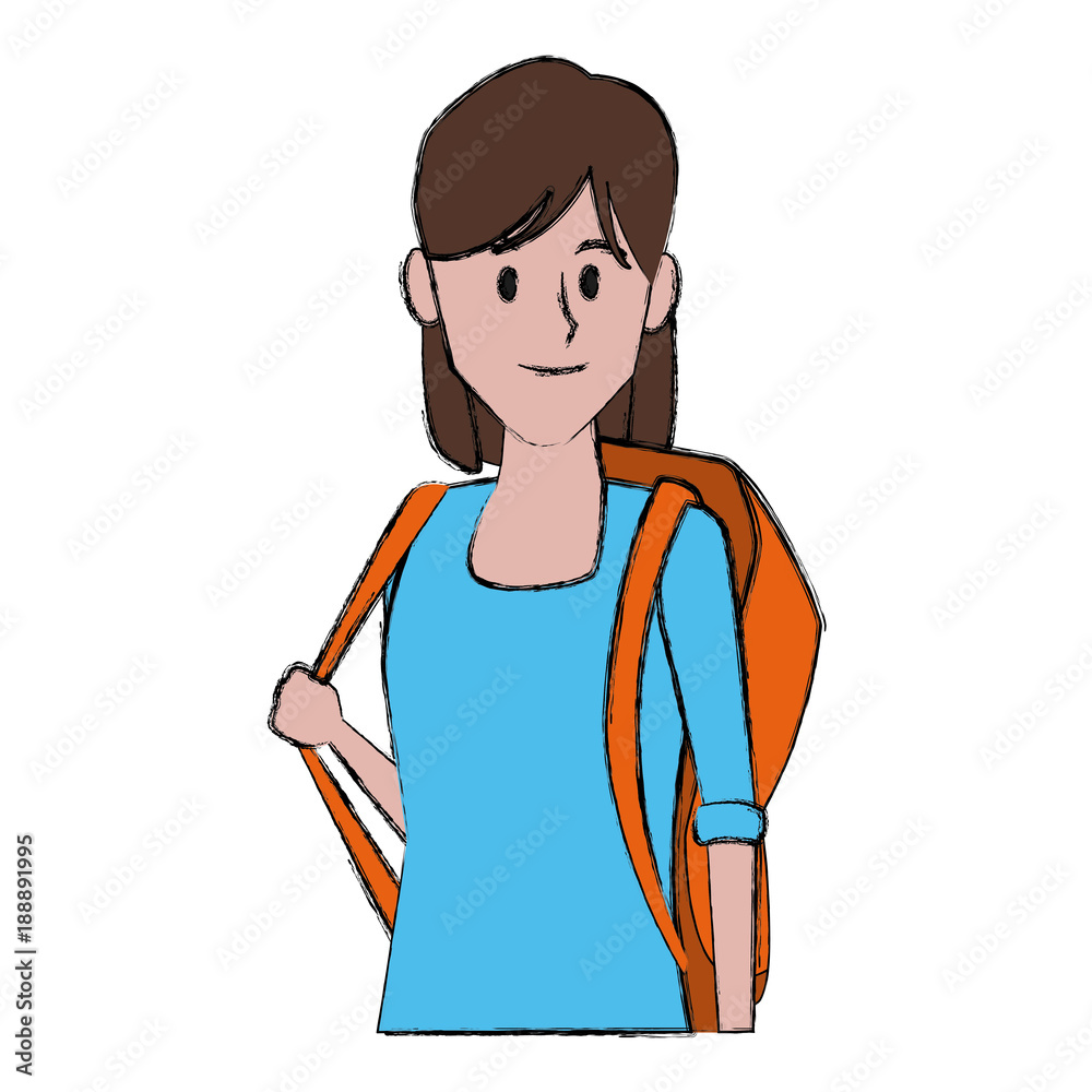 Young woman student cartoon icon vector illustration graphic design Young woman student cartoon icon vector illustration graphic design