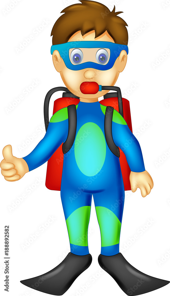 cute divers cartoon standing with smile and thumb up cute divers cartoon standing with smile and thumb up