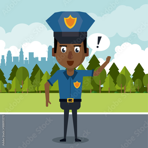 Policeman at the city cartoon icon vector illustration graphic