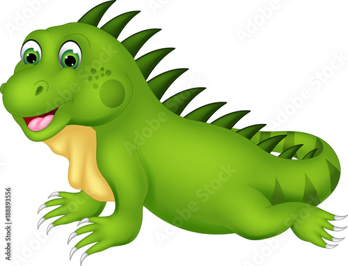 cute iguana cartoon posing with smile