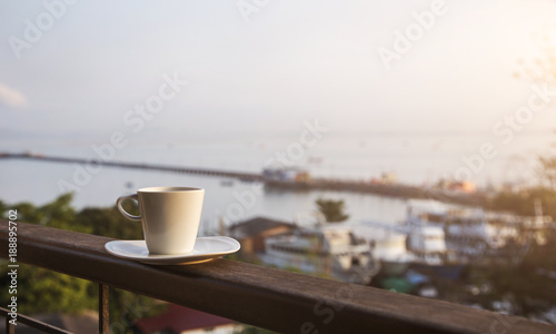 coffee cup in morning balcony