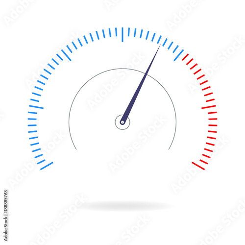 Speedometer icon. Gauge, measure or meter sign for speed test, download, loading interface. Infographics design element. Vector illustration.