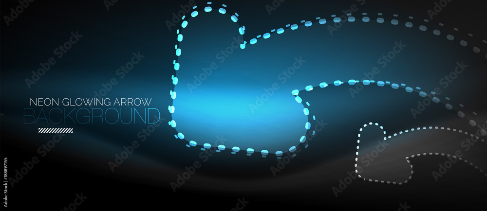Neon techno arrow, digital abstract background Neon techno arrow, digital abstract background