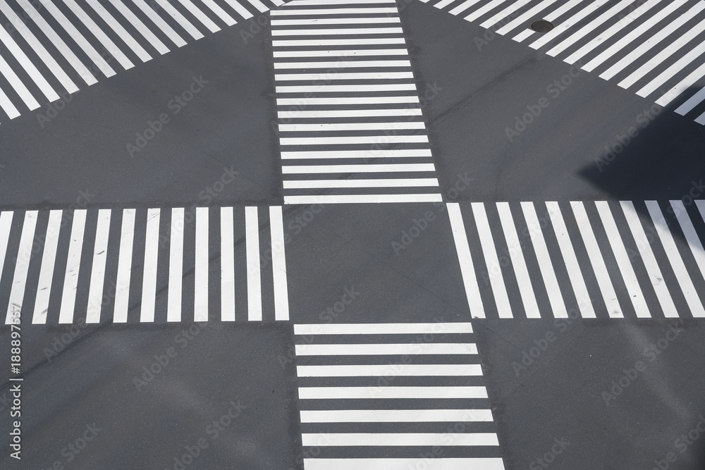 Empty scramble pedestrian crossing, Tokyo, Japan Empty scramble pedestrian crossing, Tokyo, Japan