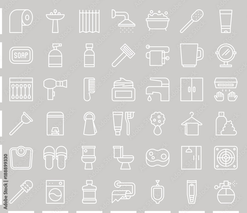 Line Bathroom icon sets, pixel perfect size 128 px, 4 px stroke Line Bathroom icon sets, pixel perfect size 128 px, 4 px stroke