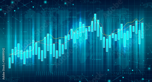 Abstract Futuristic Financial Chart. Concept of Digital Stock Market Trading. Vector Illustration. Abstract Background with Technology Business Diagram.