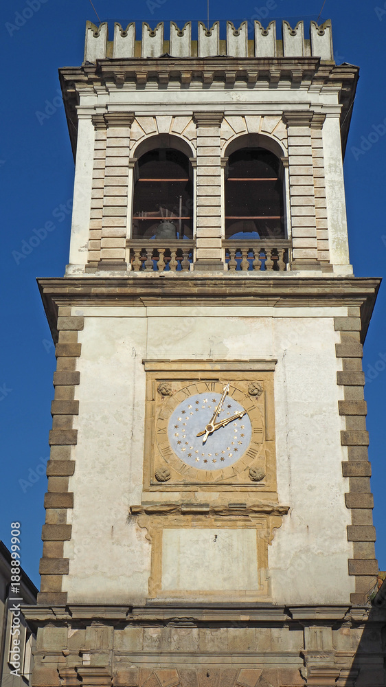 Este, Padova, Italy. The old clock tower used as a door to the village