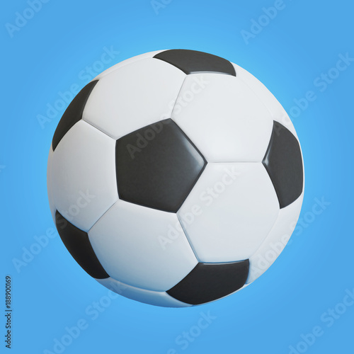 Soccer ball isolated on blue background. 3D rendering