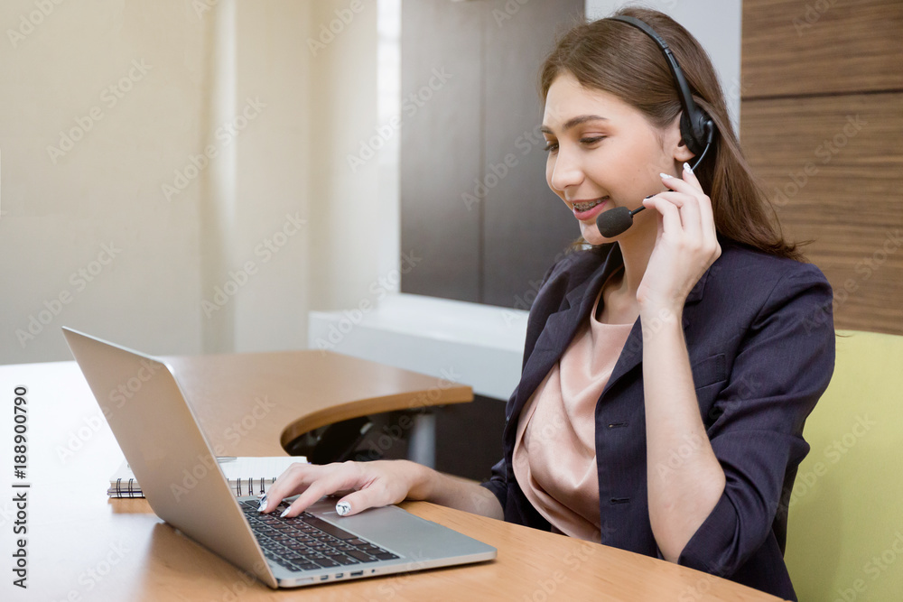 Operator use handsets and notebook for work. Operator use handsets and notebook for work.