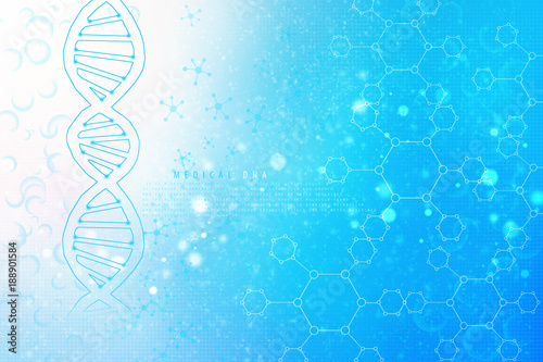 2d render of DNA structure, abstract background 