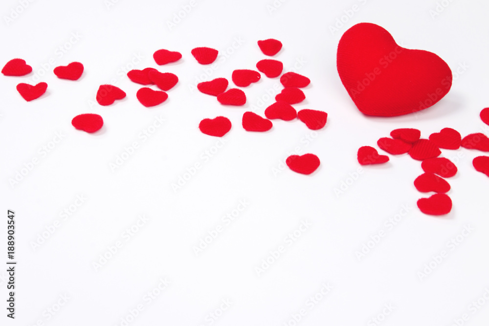 Red heart shapes on white background with copy space. Love concept for valentines day with sweet and romantic moment. Wedding background. Red heart shapes on white background with copy space. Love concept for valentines day with sweet and romantic moment. Wedding background.