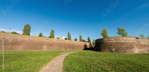 The ancient fortified walls of the city of Lucca, Tuscany, Italy, Europe