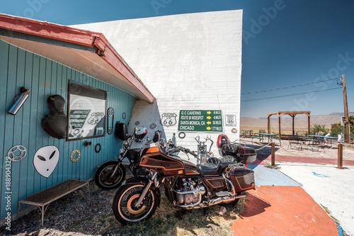 Old motorcycle near historic route 66 in California