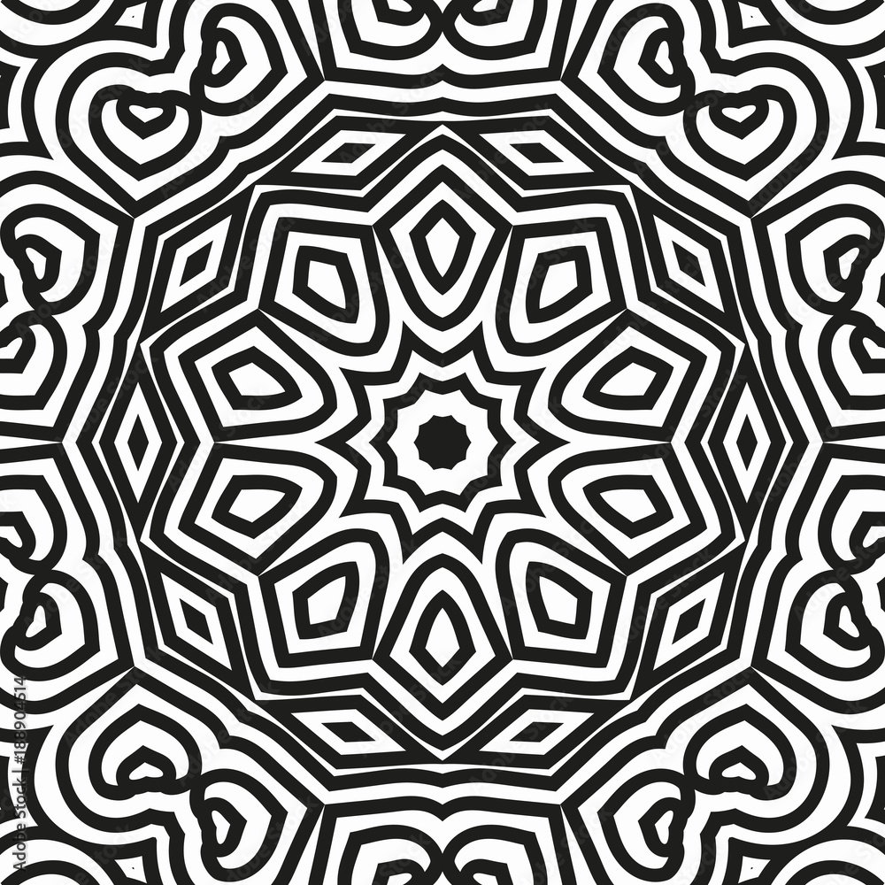 Abstract seamless black and white pattern from flowing lines. Dynamic background maze. Graphic pattern for the ceiling, floor and walls. Abstract seamless black and white pattern from flowing lines. Dynamic background maze. Graphic pattern for the ceiling, floor and walls.