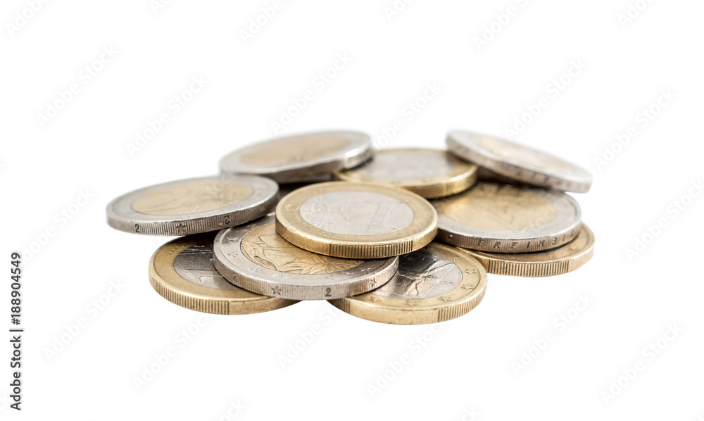 Heap of euro coins isolated on white. Heap of euro coins isolated on white.